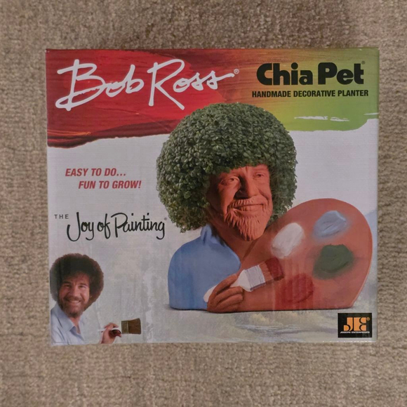 Bob Ross Chia Pet & Paint by Numbers Kit One Size Red Green - Picture 2 of 6